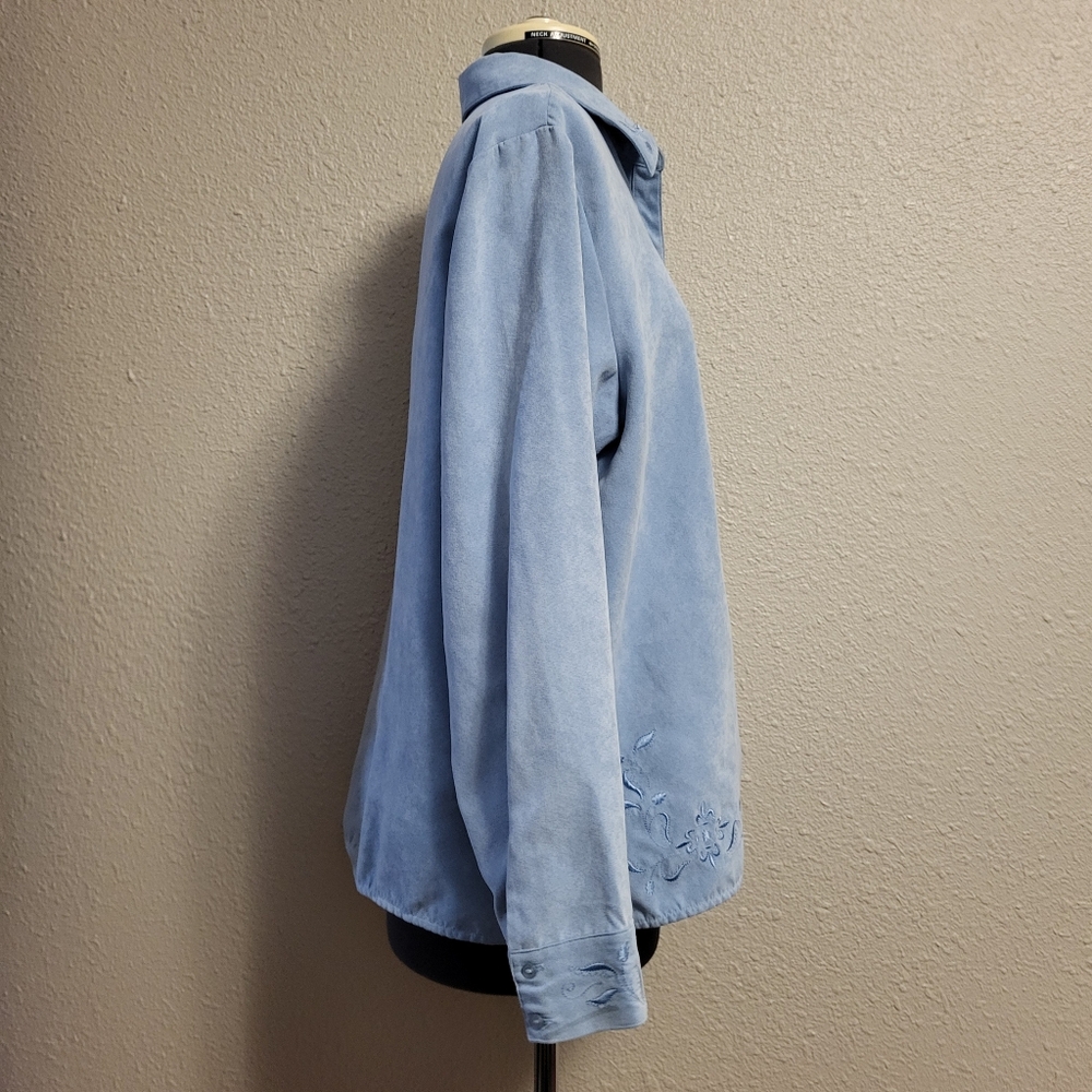 (relativity) Blue Brushed Longsleeve Button-Up Top Size Large - Picture 4 of 12